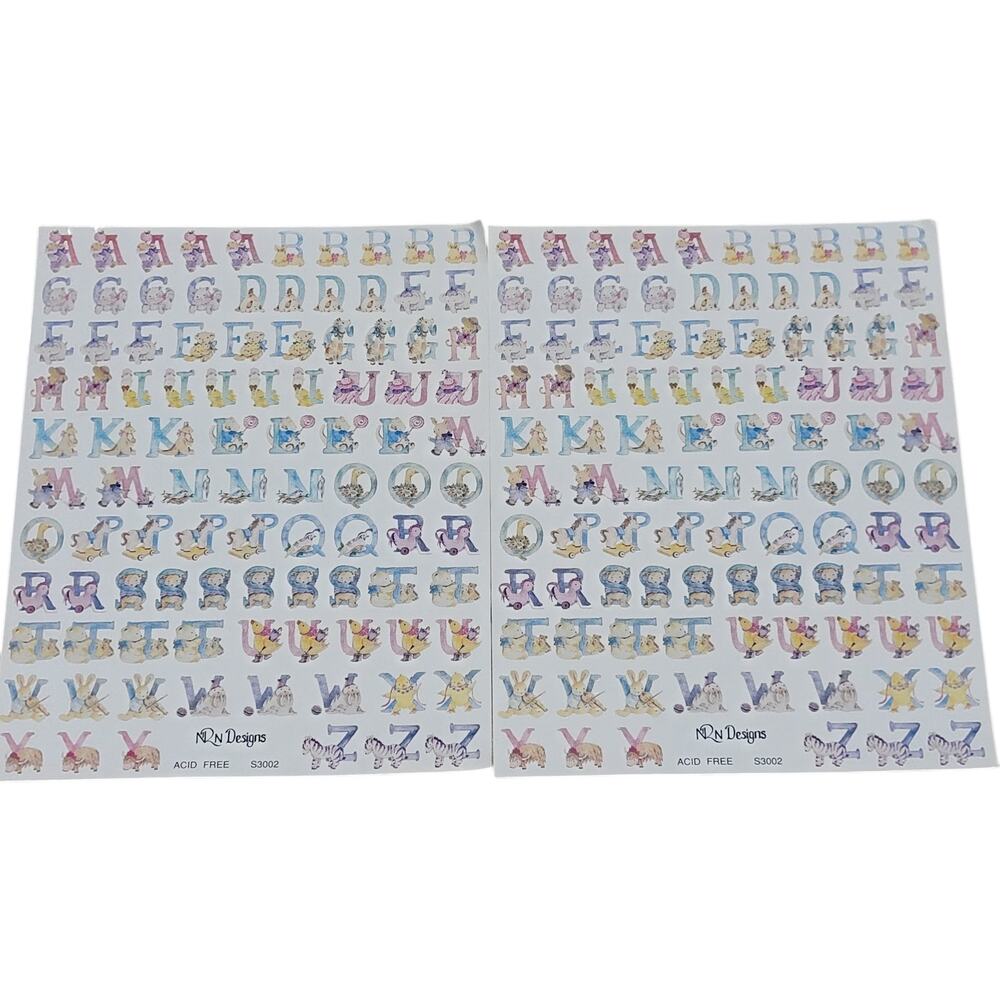 NRN Designs Alphabet Stickers Baby Animals 2 Sheets S3002 Scrapbooking Crafts‎